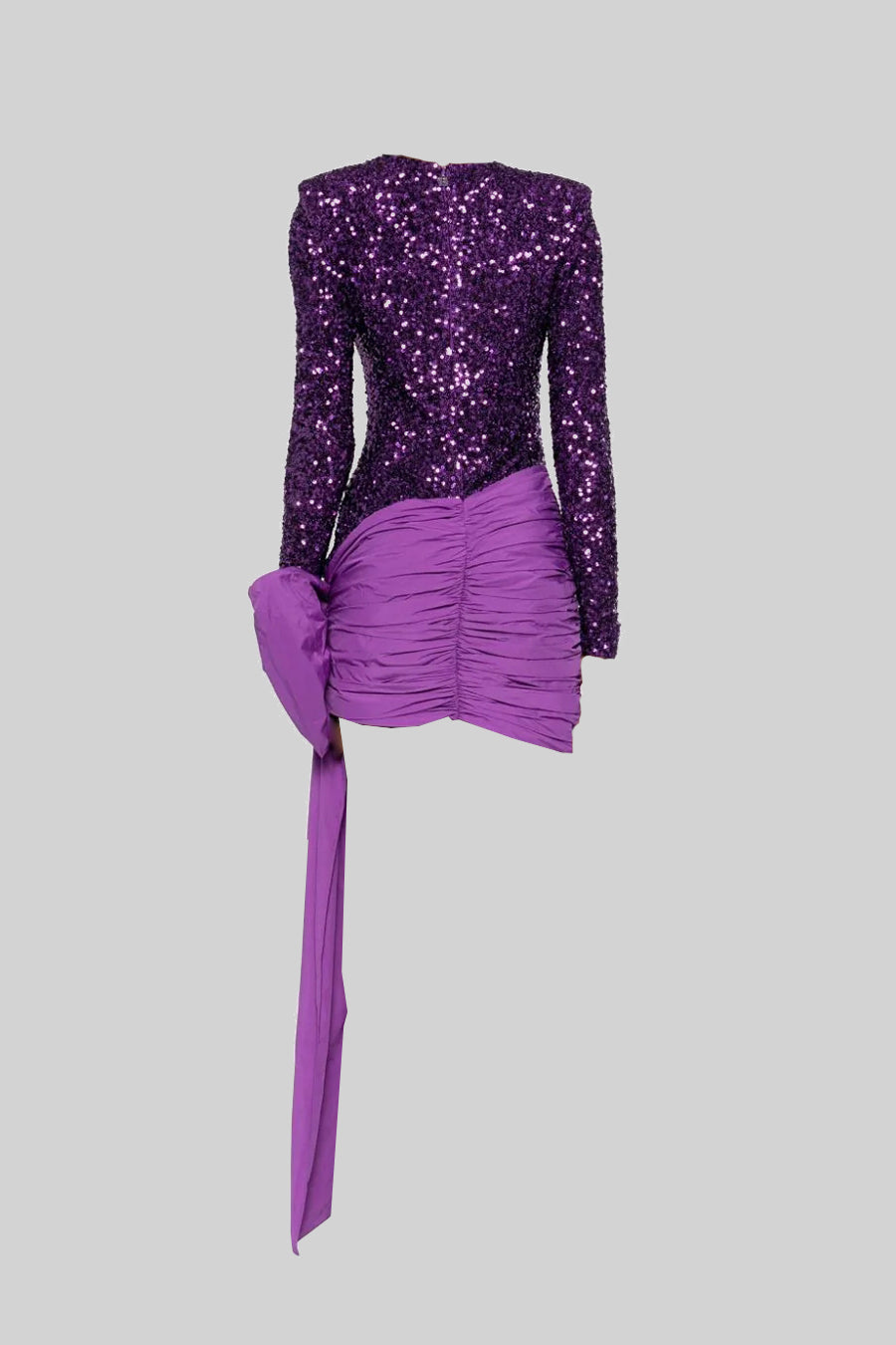 Robe élégante à paillettes avec nœud asymétrique - Violet 