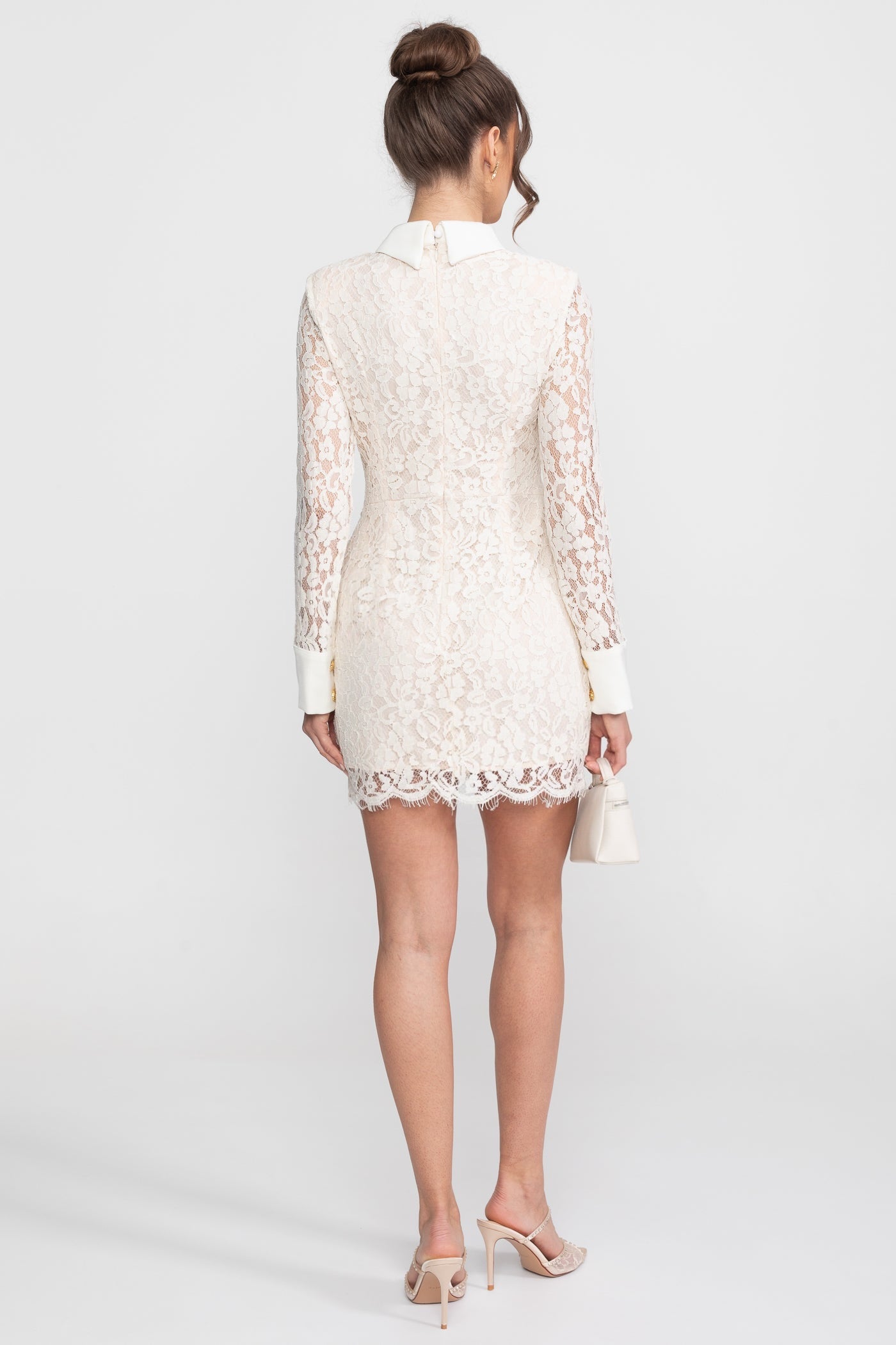 Robe mini en maille sans manches avec ourlet festonné - Ivoire 