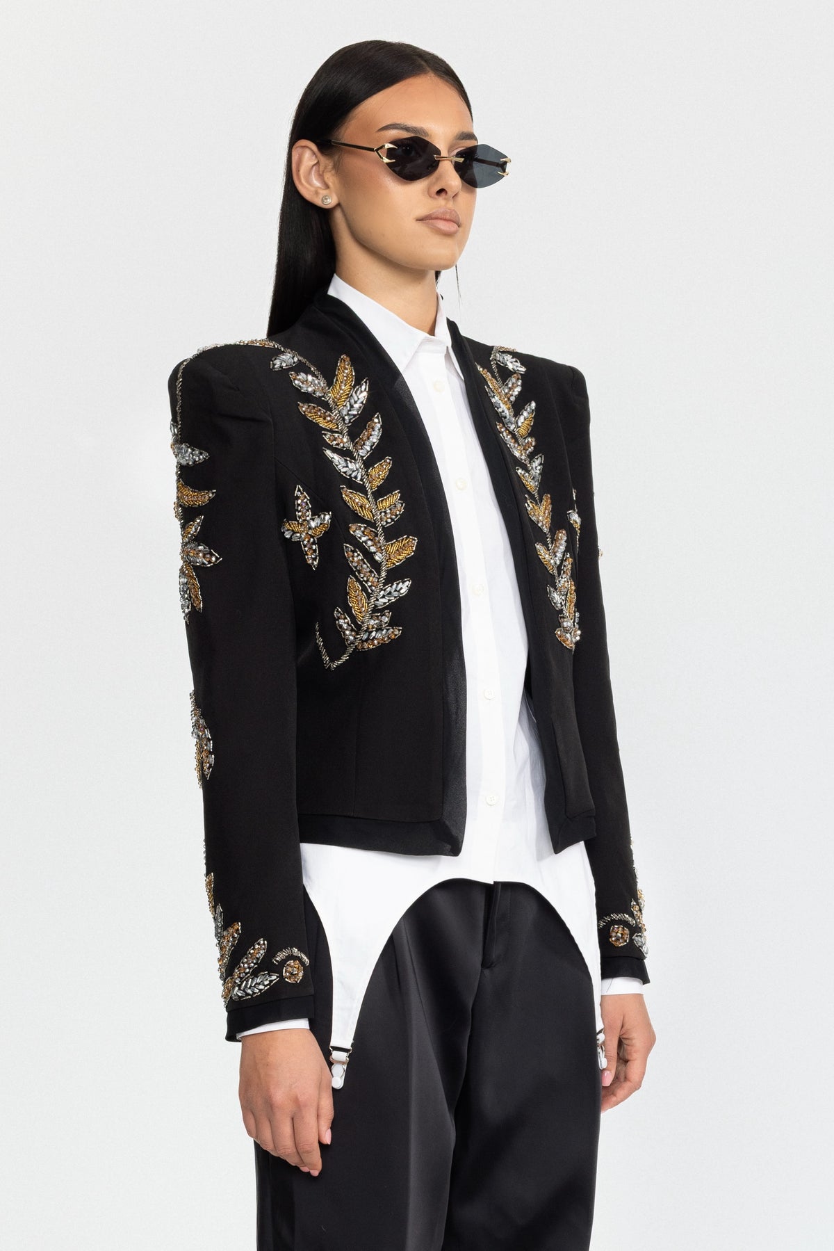 Blazer court Laurel orné - Noir 
