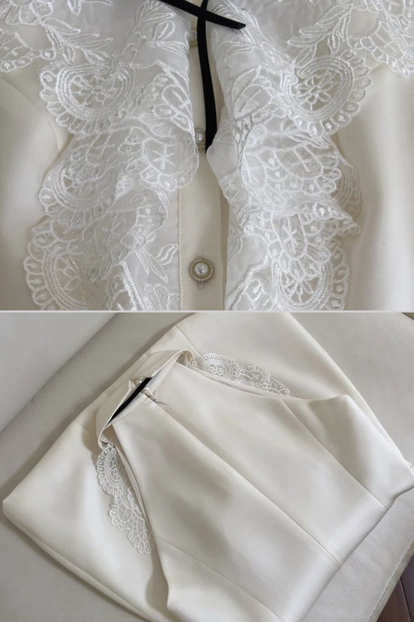 Robe Mini sans Manches Coupe Trapèze avec Détail en Dentelle sur le Plastron – Ivoire 