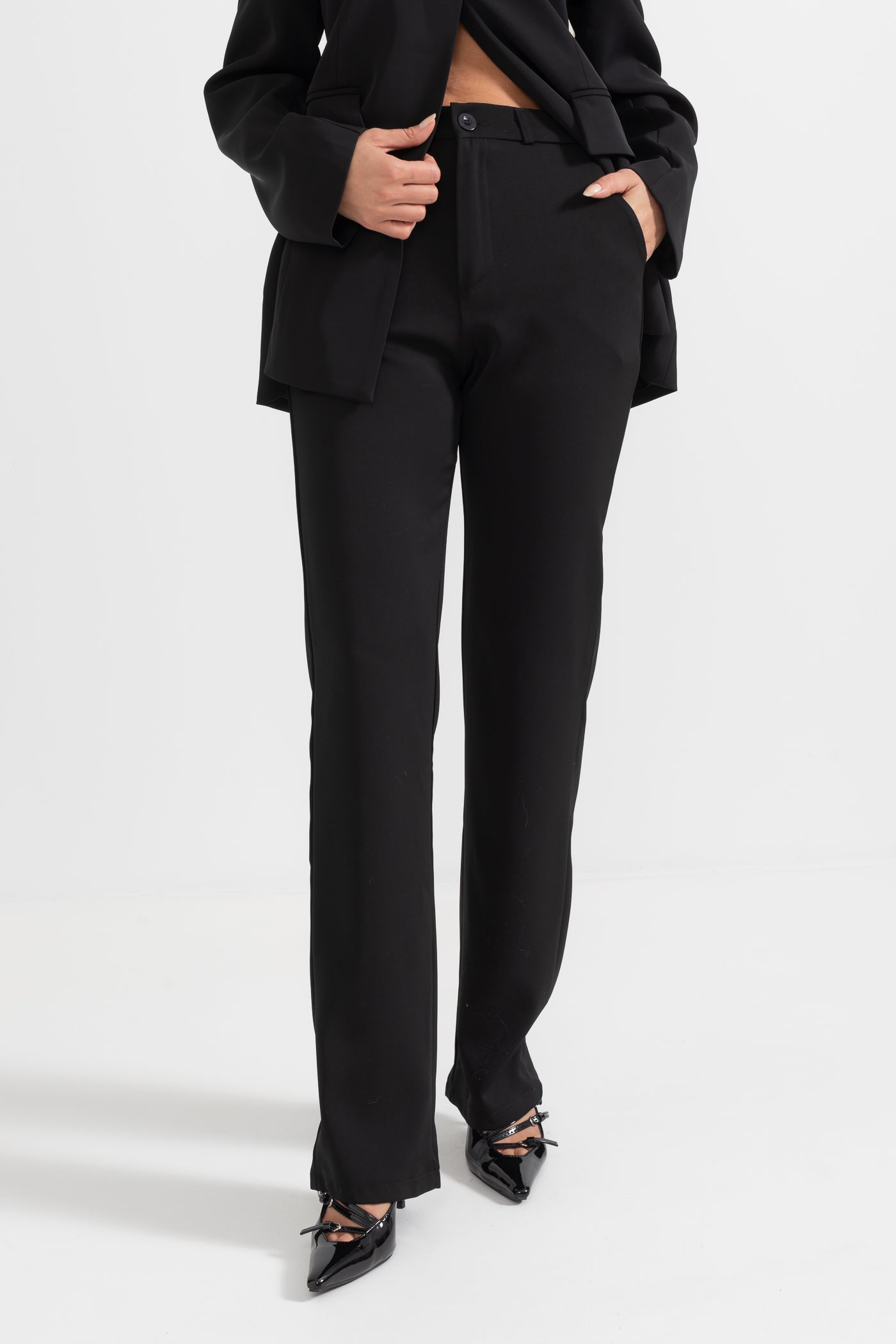 Pantalon ample taille haute - Noir 