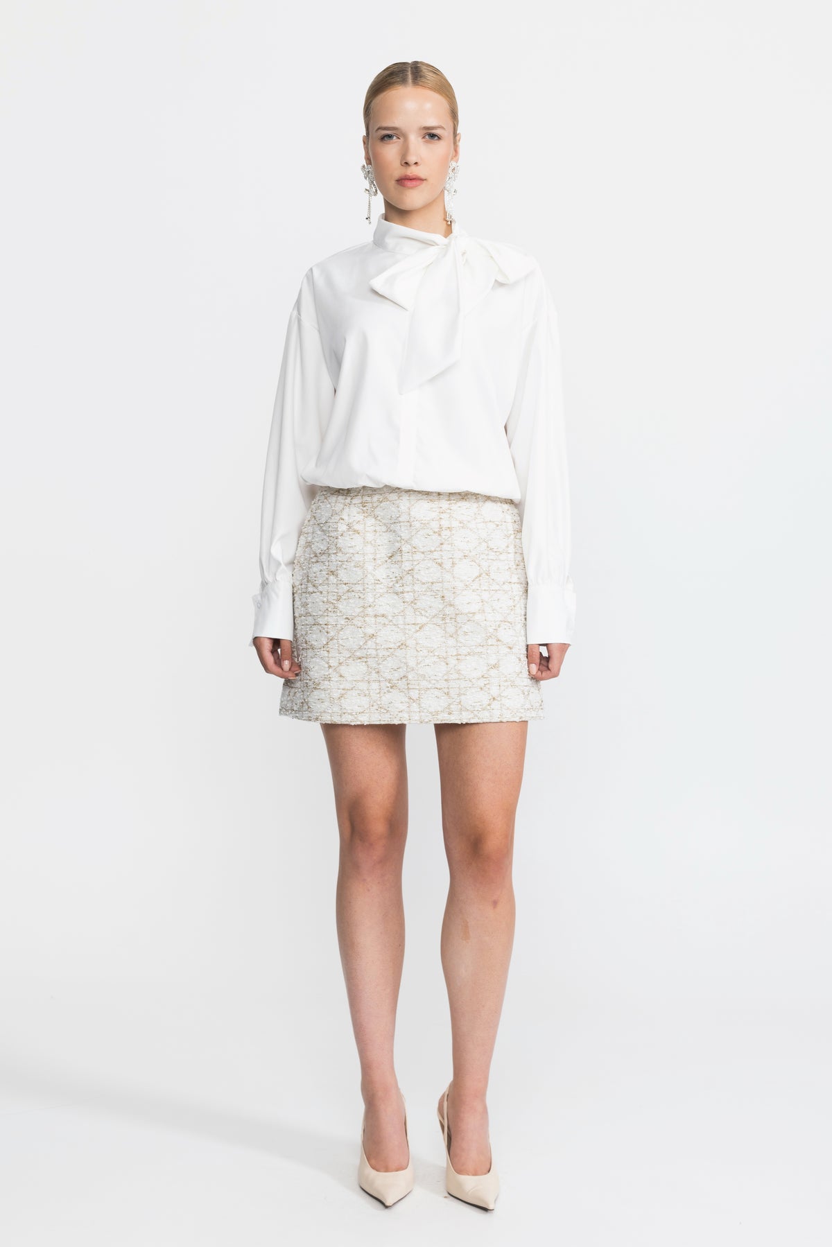 Oversized Tie Neck Blouse - White