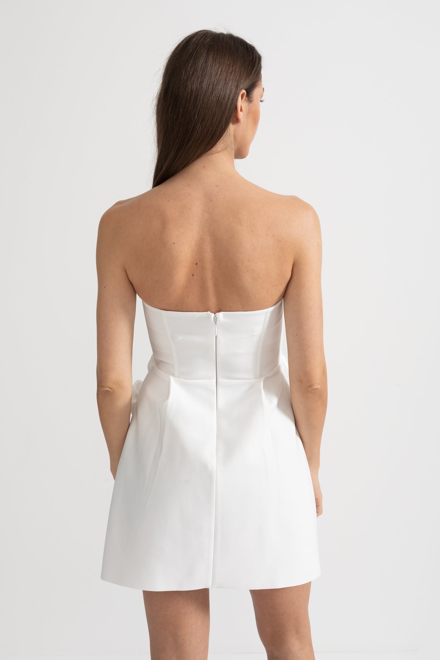 Robe Mini Bustier avec Appliqués Floraux Sculpturaux - Blanc 