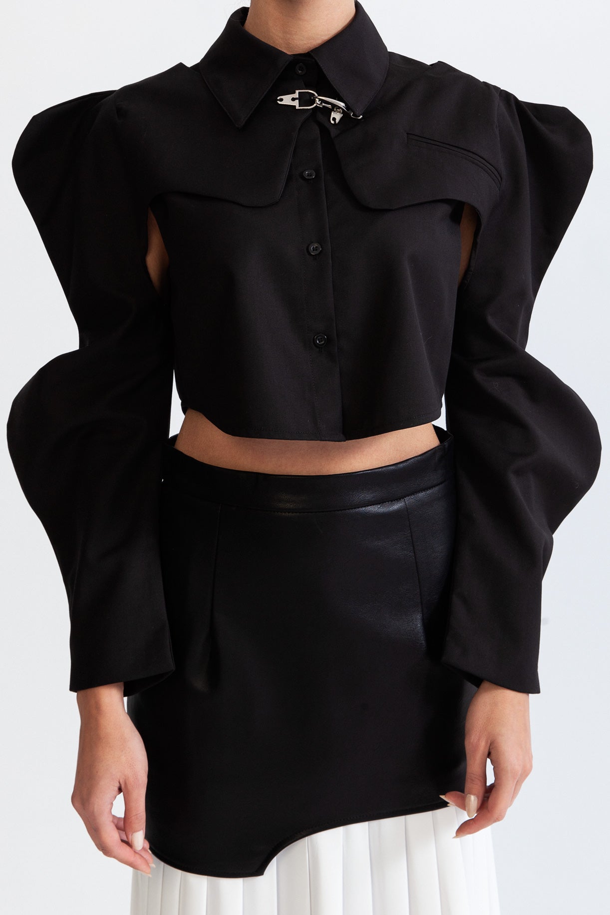 Chemise à manches longues avec papillon - Noir 