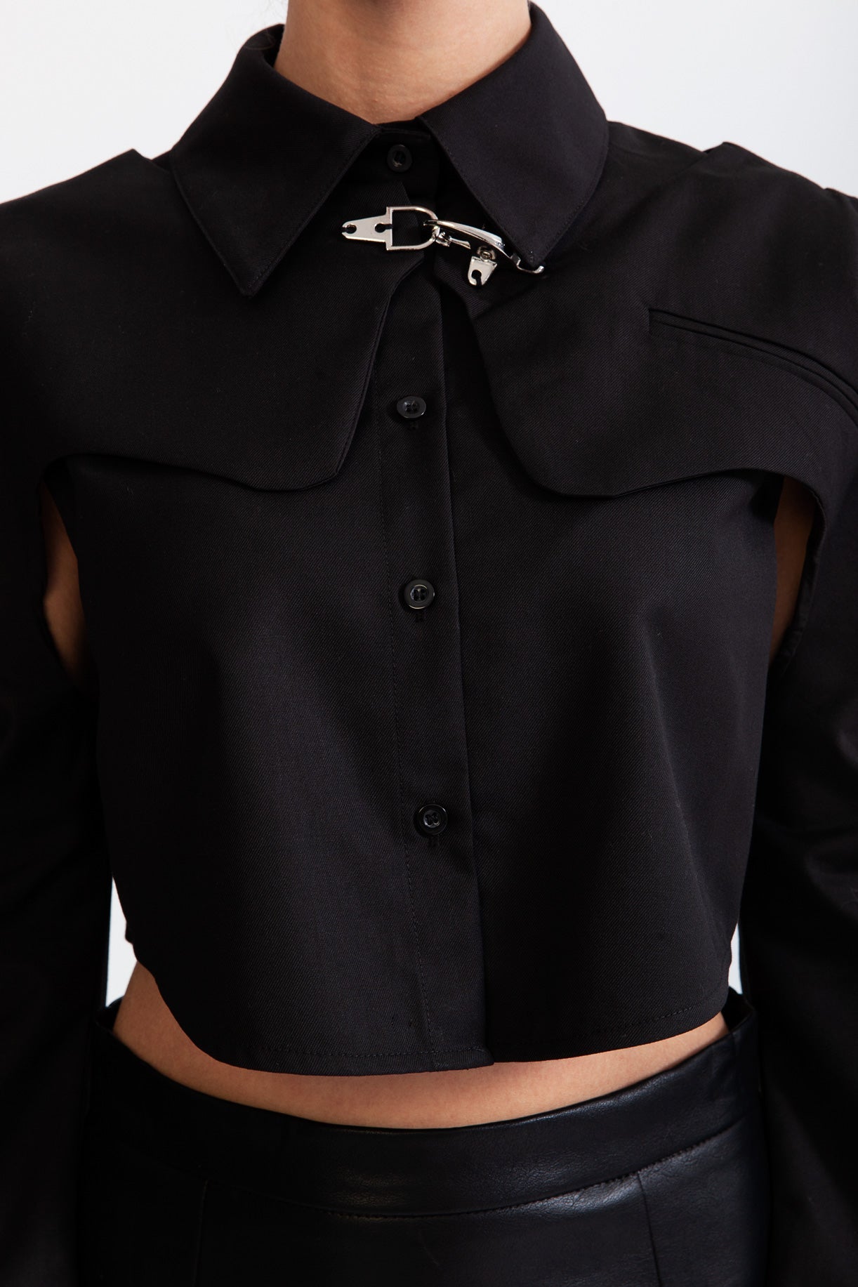 Chemise à manches longues avec papillon - Noir 