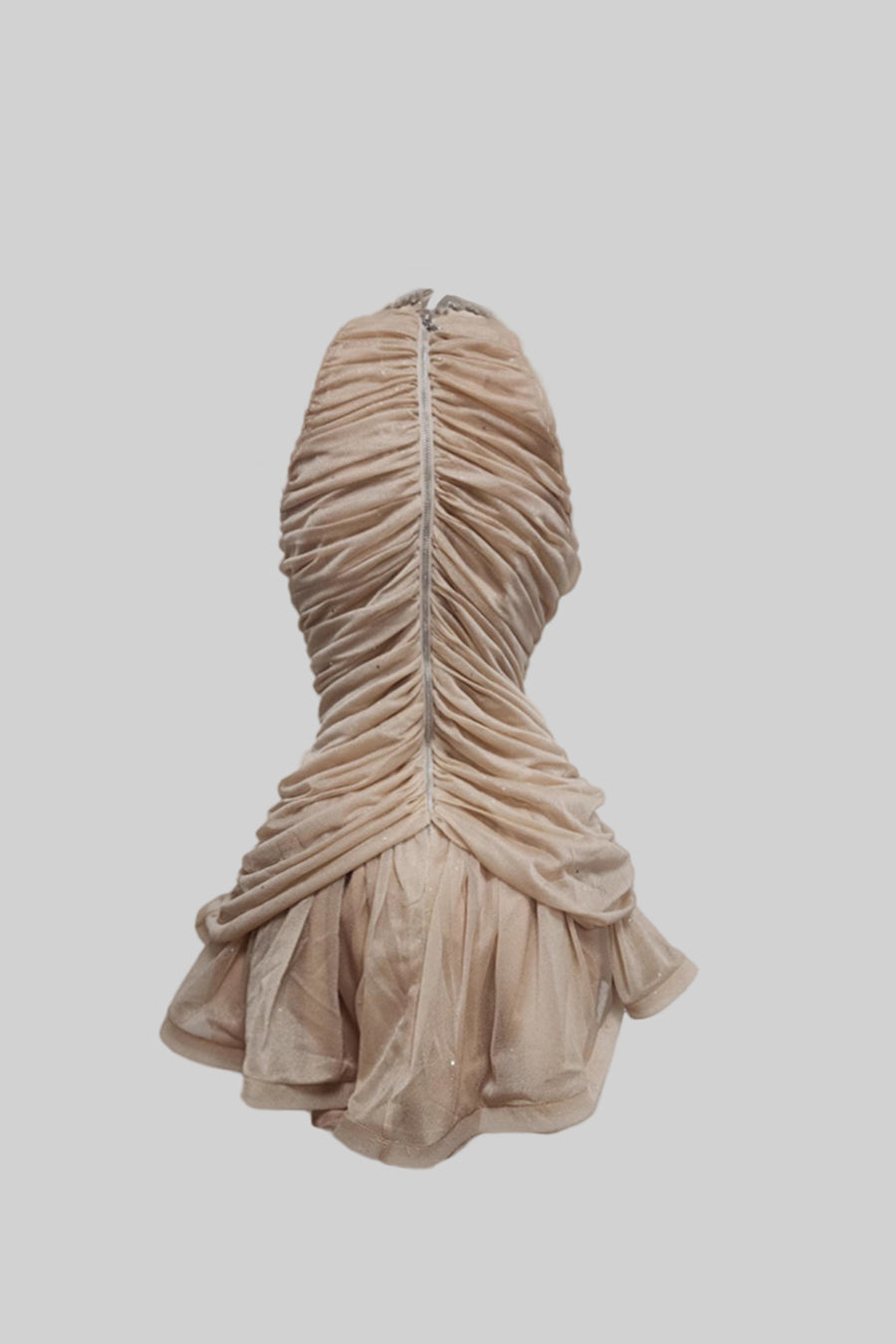 Robe sans manches à col halter avec accents de perles - Nude 
