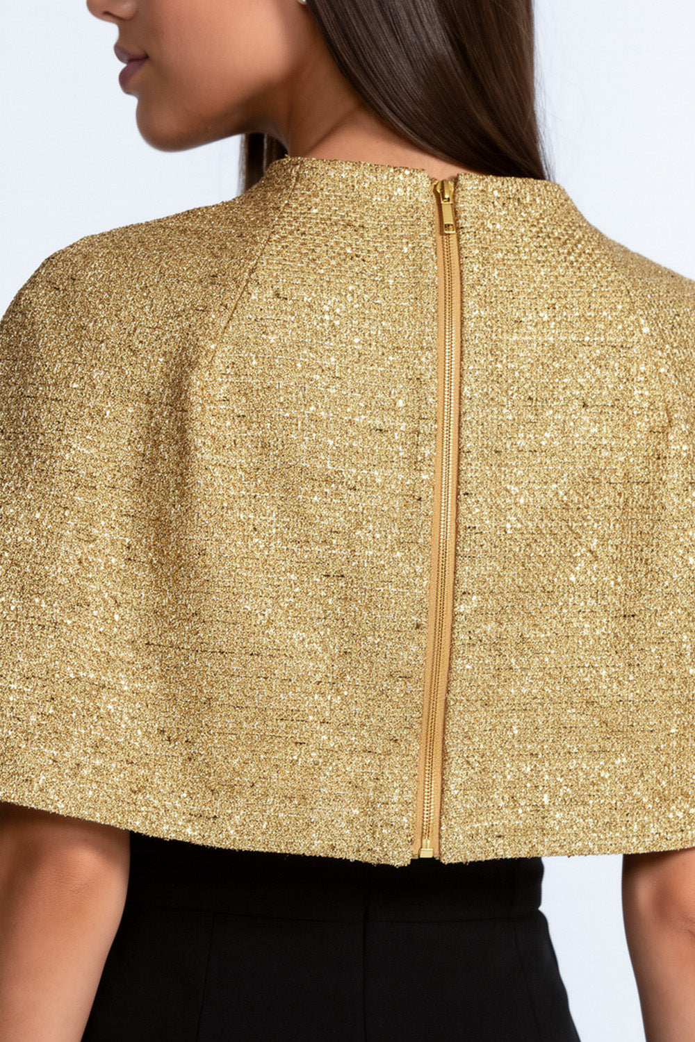 Cape Texturée Avec Finition Tissée Métallique - Or 