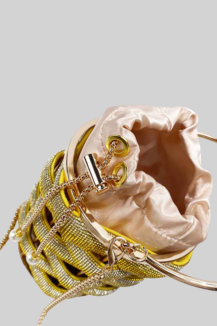 Sac Seau Élégant avec Fermeture Intérieure en Satin - Or 