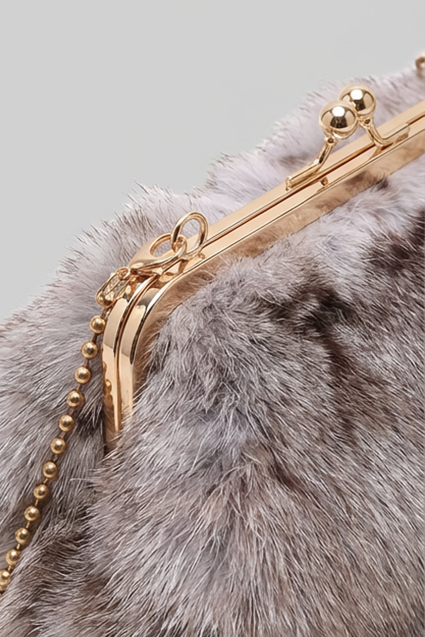 Faux Fur Clutch Bag with Kiss-Lock Closure – Khaki