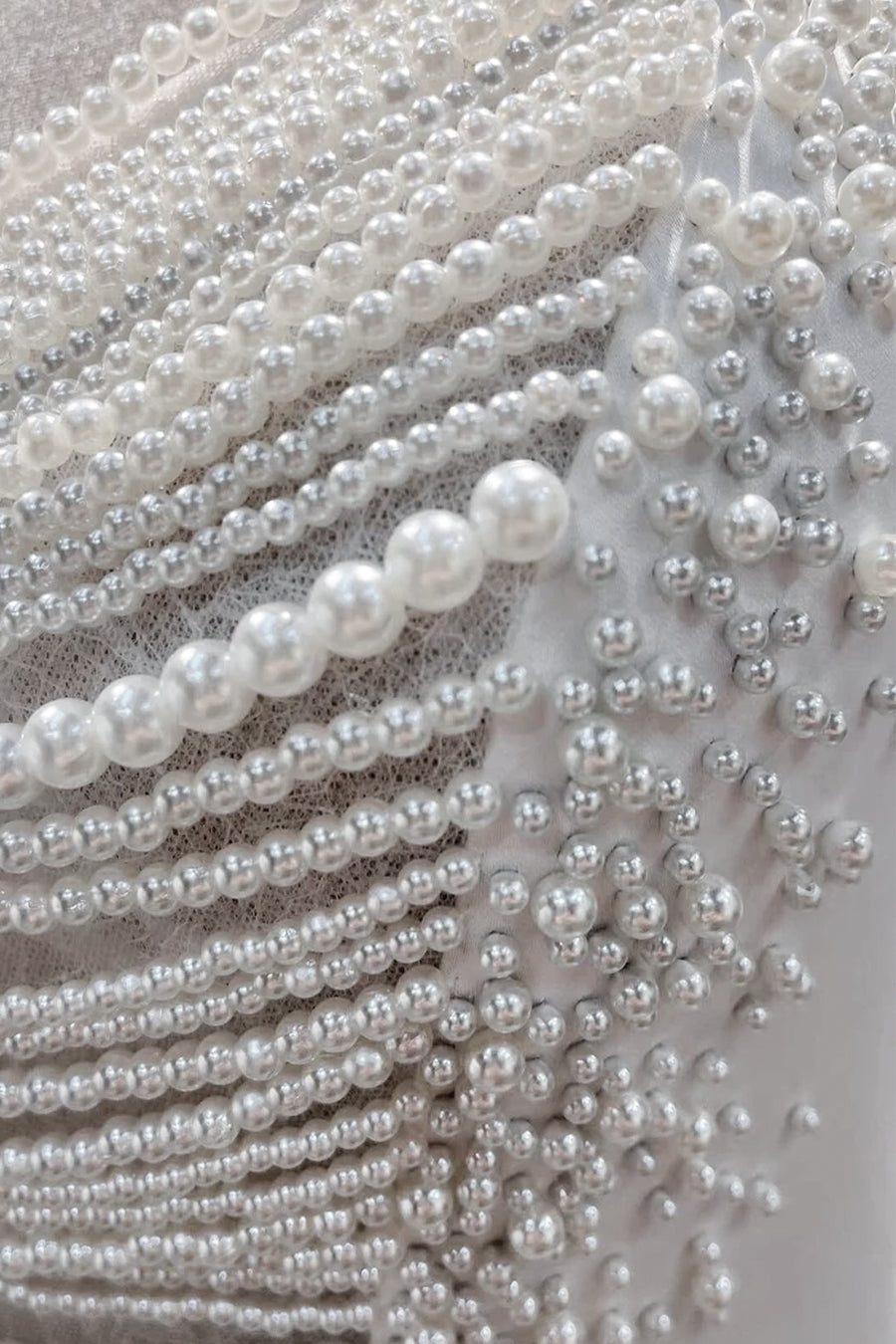 Robe de soirée en satin exquis ornée de perles - Blanc 