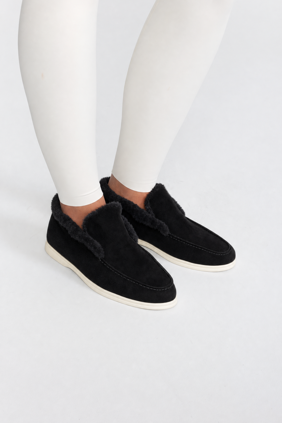 Mocassins doublés effet daim - Noir 
