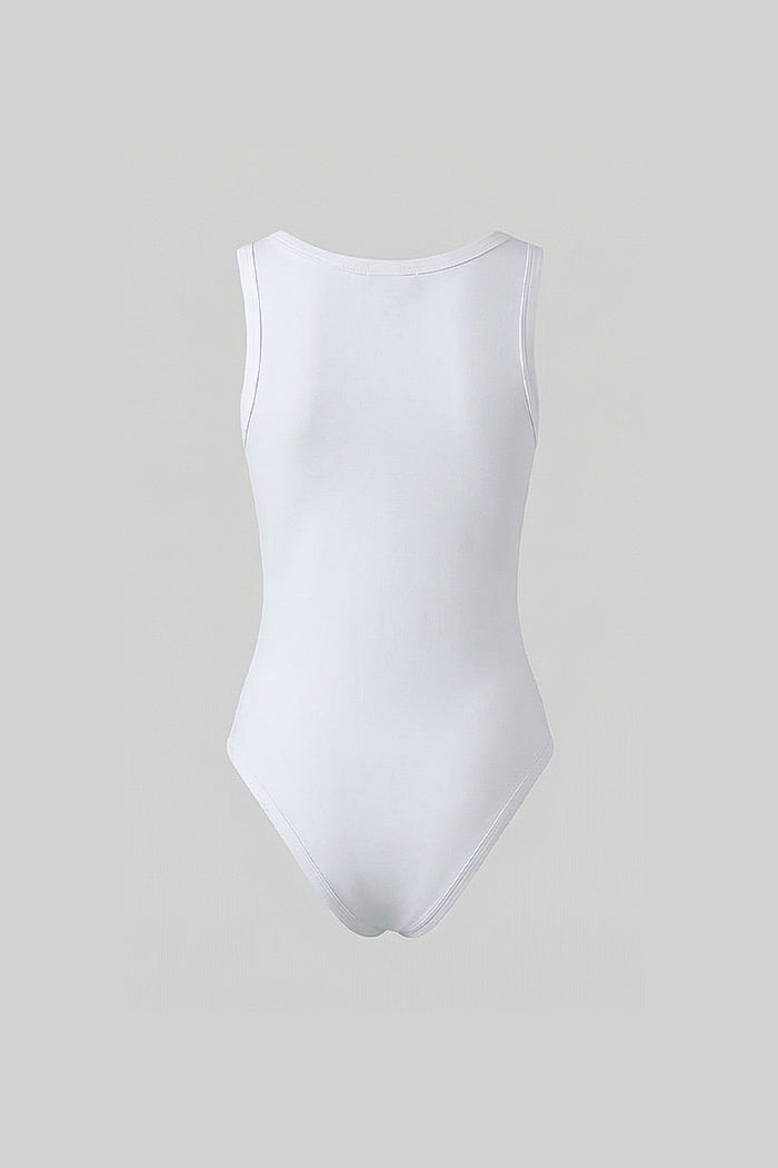 Body à encolure dégagée orné de breloques dorées – Blanc 