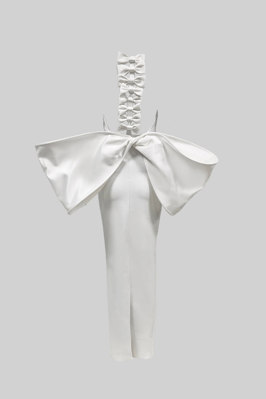 Robe Élégante Avec Détails Nœud au Dos - Blanc 