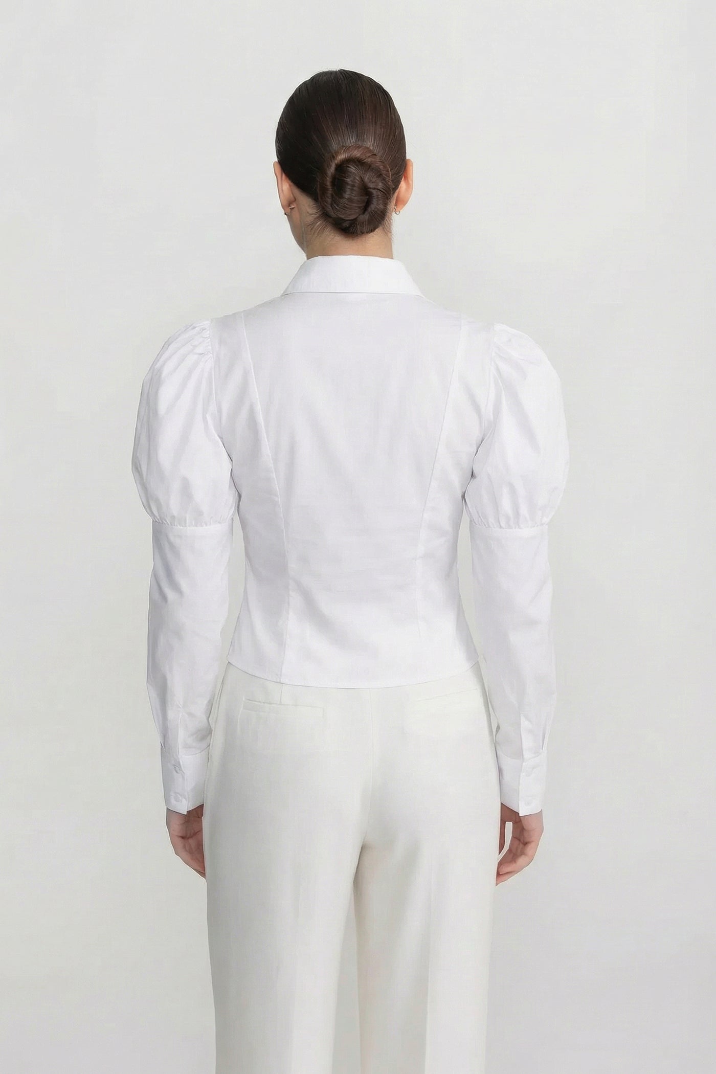 Chemise à manches longues avec détail corset lacé - Blanc 